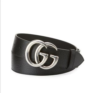 Silver buckle Gucci belt